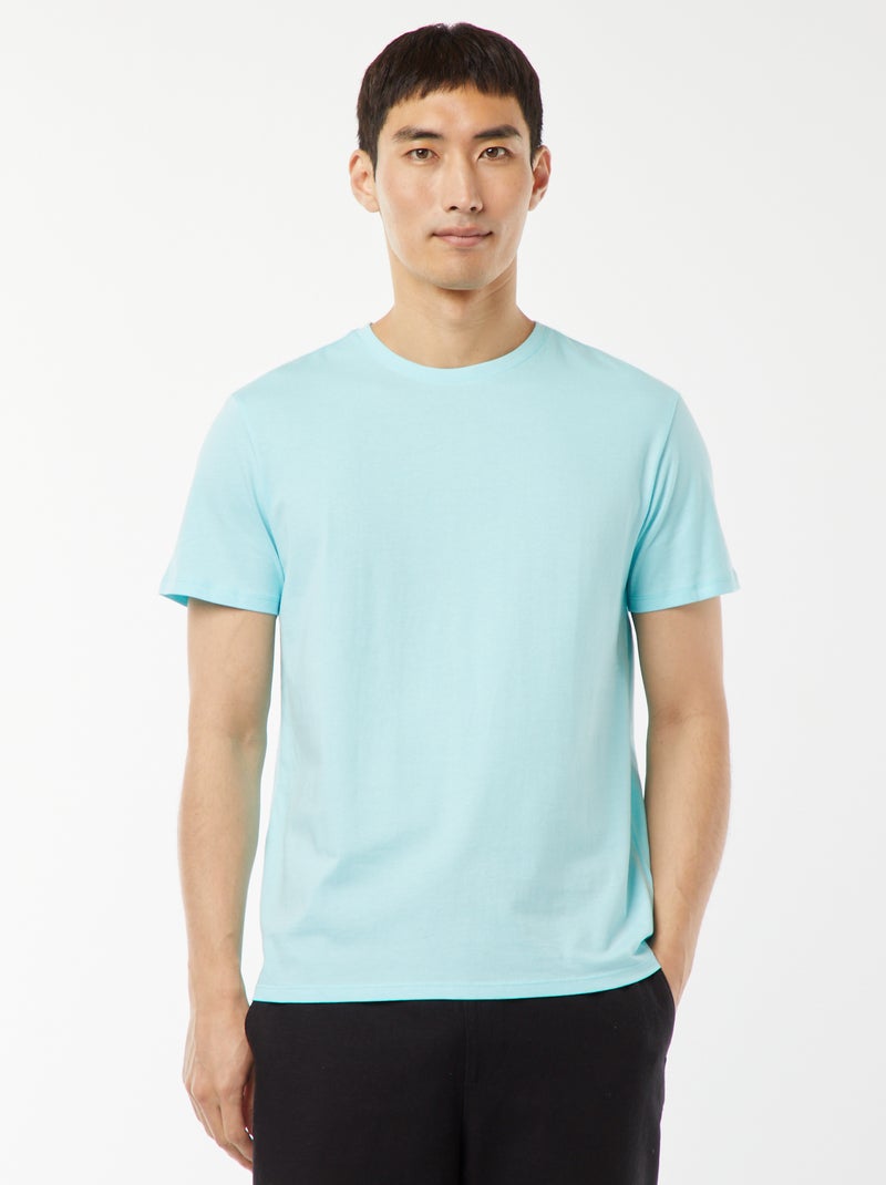 T-shirt droit en jersey uni Bleu turquoise - Kiabi