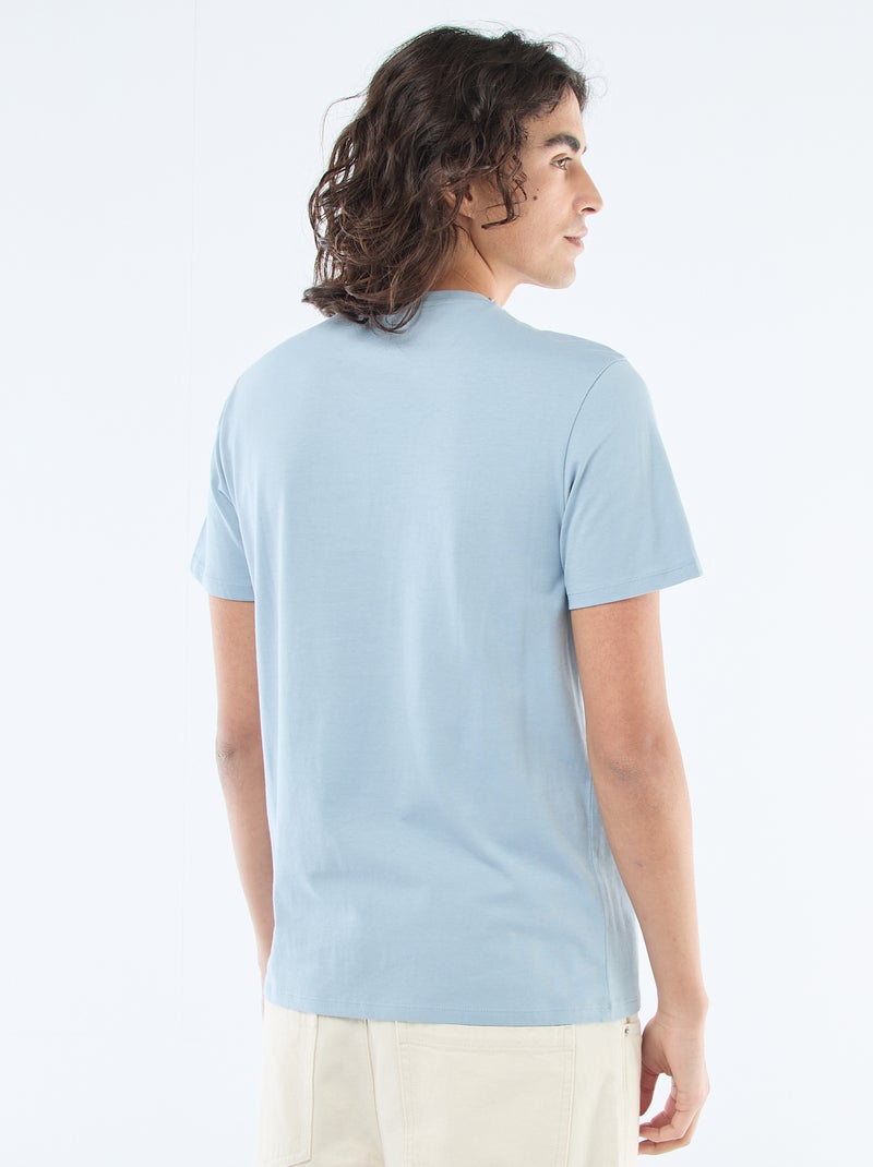 T-shirt droit en jersey uni Bleu - Kiabi