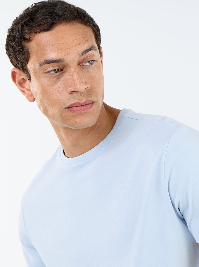 T-shirt droit en jersey uni Bleu - Kiabi