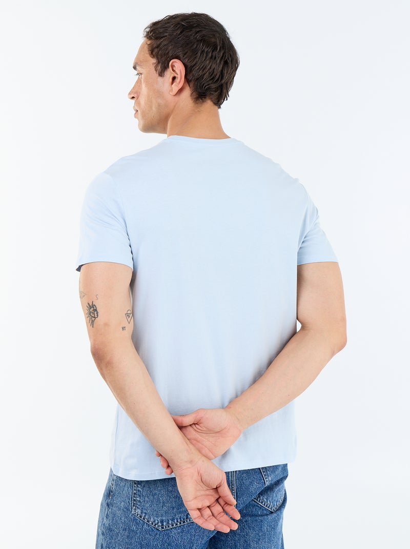T-shirt droit en jersey uni Bleu - Kiabi
