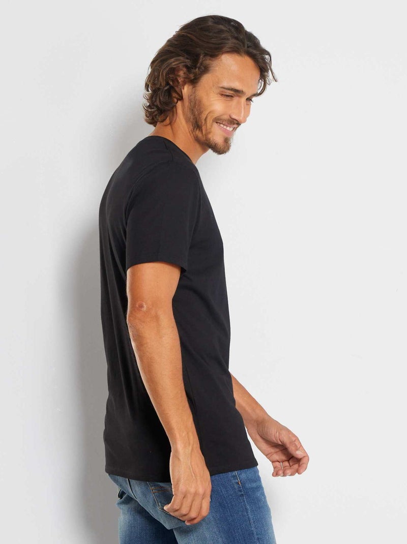 T-shirt droit en jersey uni Noir - Kiabi