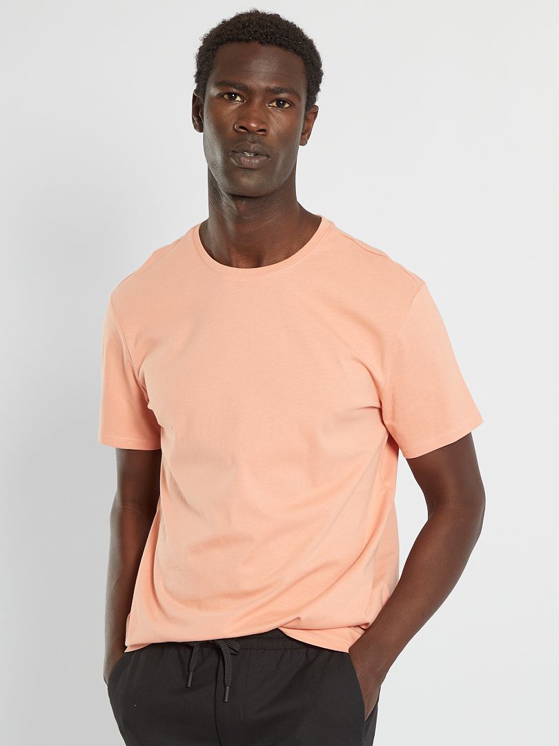 T-shirt droit en jersey uni Orange clair - Kiabi