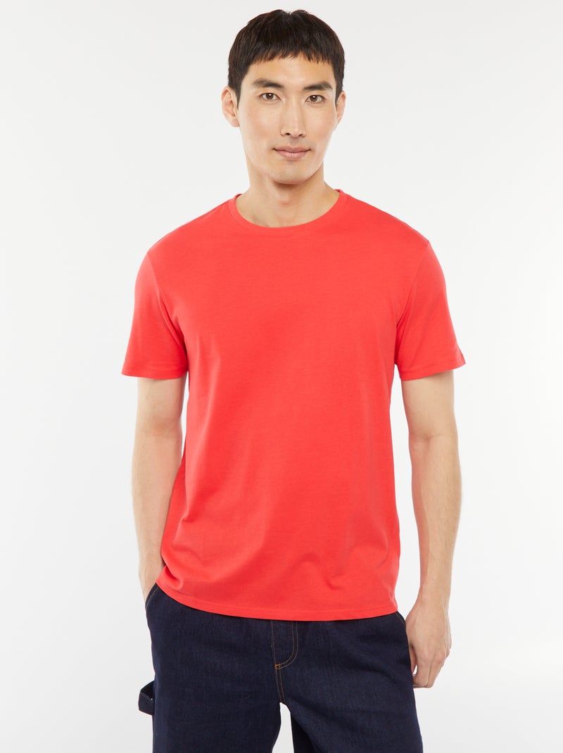 T-shirt droit en jersey uni Rouge - Kiabi