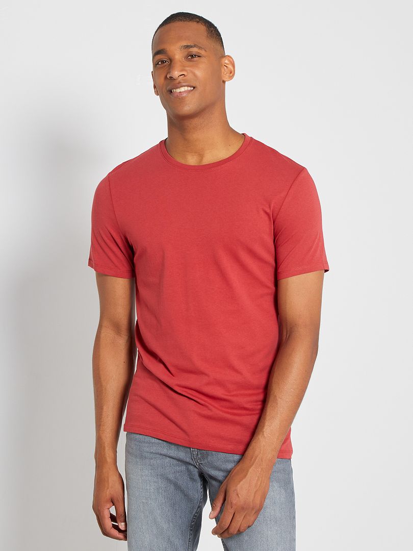 T-shirt droit en jersey uni rouge - Kiabi