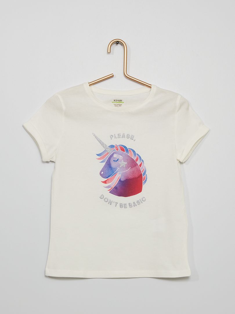 T-shirt 'eenhoorn' Beige - Kiabi