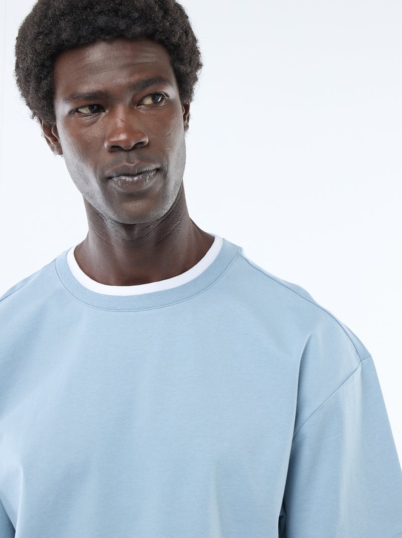 T-shirt effet 2-en-1 à manches courtes Bleu - Kiabi