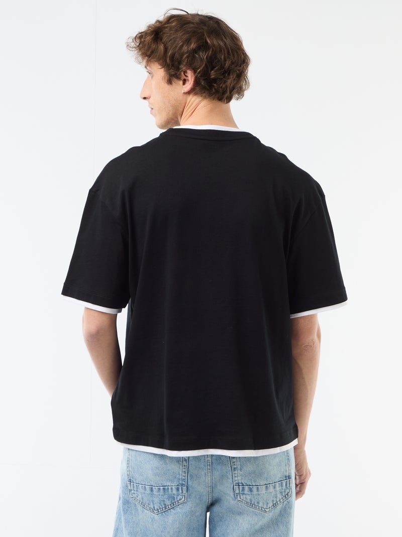 T-shirt effet 2-en-1 à manches courtes Noir - Kiabi