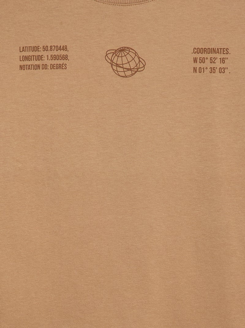 T-shirt effet 2-en-1 à manches longues Beige - Kiabi