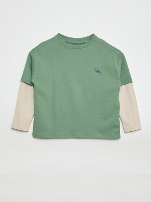 T-shirt effet 2-en-1 à manches longues - Kiabi