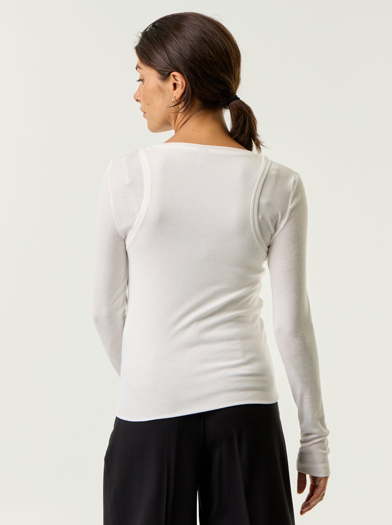 T-shirt effet 2 en 1 avec débardeur Blanc - Kiabi