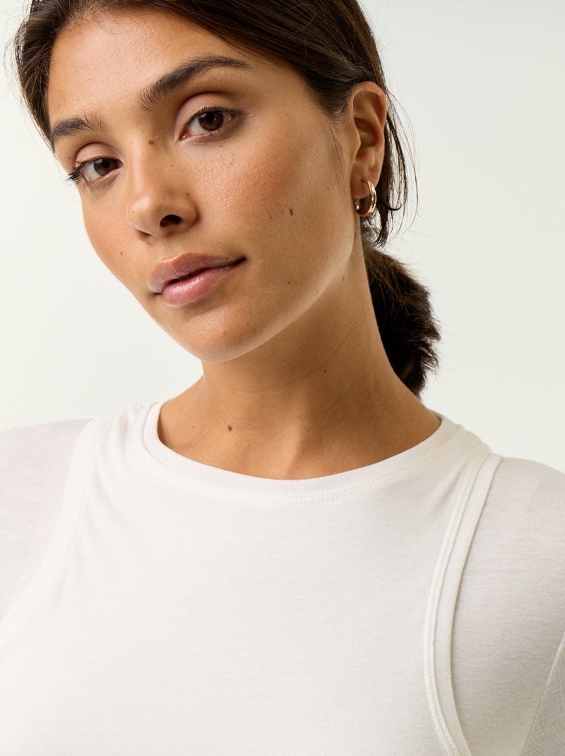 T-shirt effet 2 en 1 avec débardeur Blanc - Kiabi