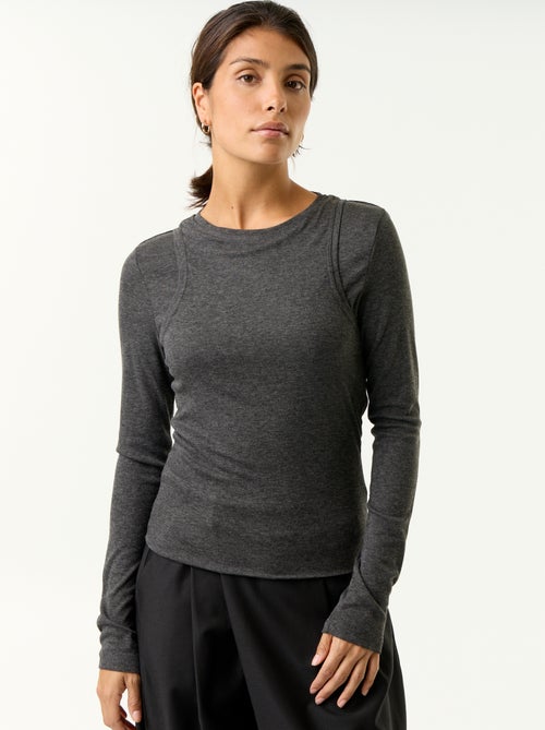 T-shirt effet 2 en 1 avec débardeur - Kiabi