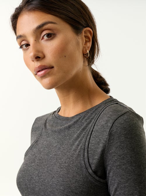T-shirt effet 2 en 1 avec débardeur - Kiabi