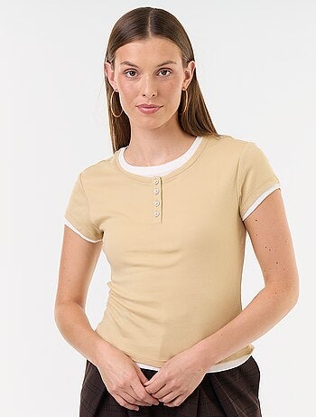 T-shirt effet 2-en-1 manches courtes