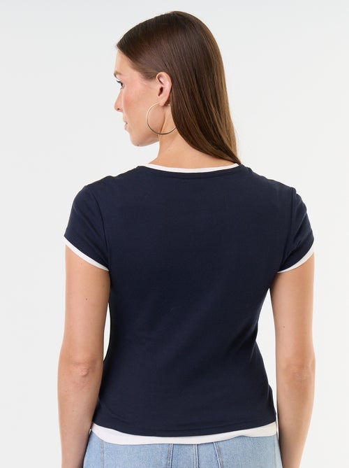 T-shirt effet 2-en-1 manches courtes - Kiabi