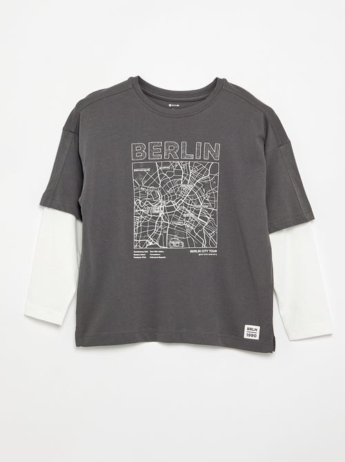 T-shirt effet 2-en-1 manches longues - Kiabi T-shirt effet 2-en-1 manches longues - Kiabi