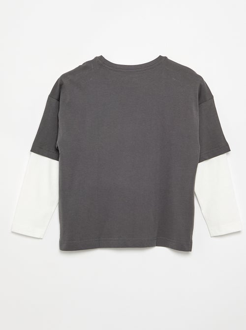 T-shirt effet 2-en-1 manches longues - Kiabi T-shirt effet 2-en-1 manches longues - Kiabi