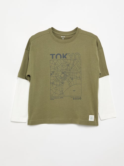 T-shirt effet 2-en-1 manches longues - Kiabi