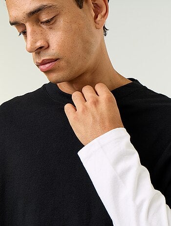 T-shirt effet 2-en-1 manches longues