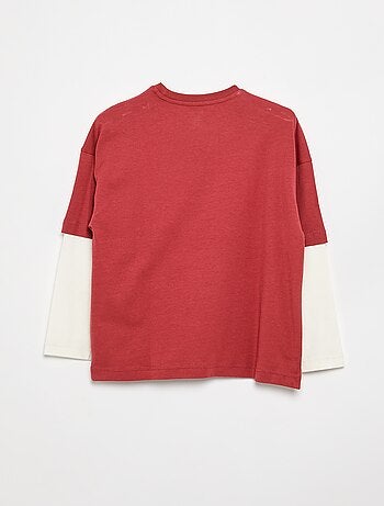 T-shirt effet 2-en-1 manches longues