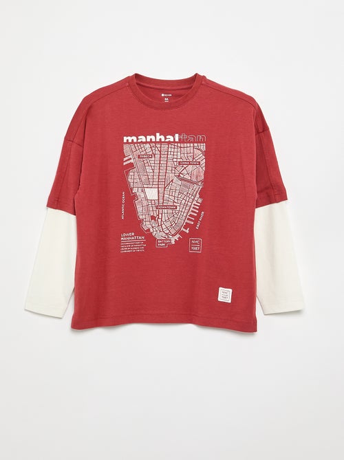 T-shirt effet 2-en-1 manches longues - Kiabi
