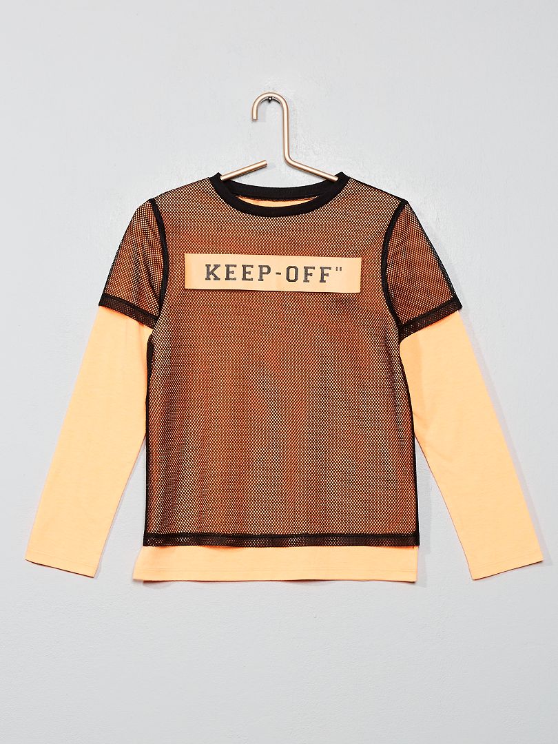 T-shirt effet 2 en 1 orange - Kiabi