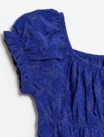 T-shirt effet smocké avec broderie en anglaise