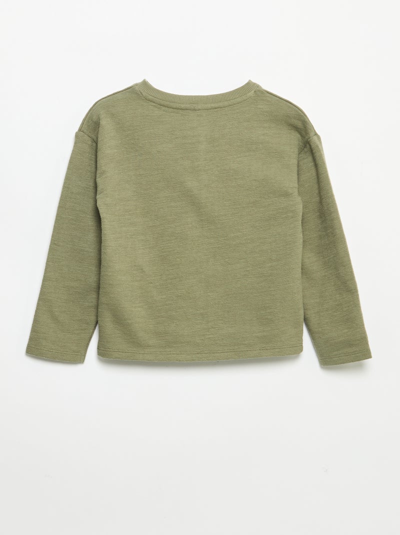 T-shirt en Baby Terry à manches longues Vert - Kiabi