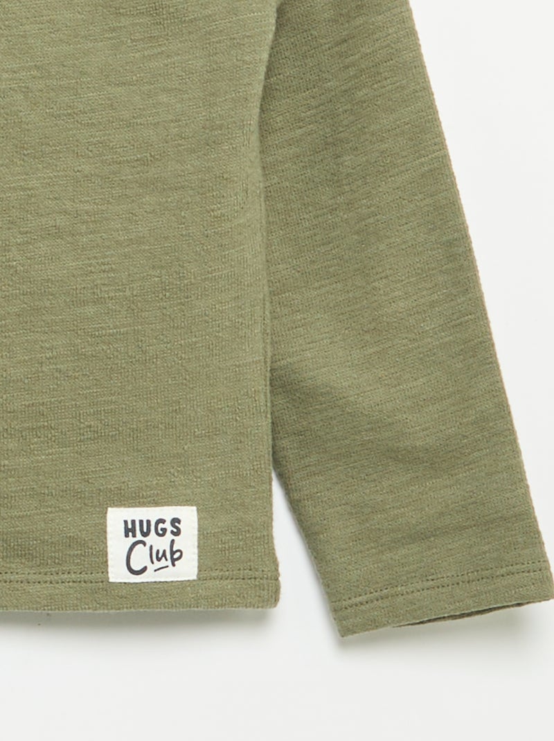 T-shirt en Baby Terry à manches longues Vert - Kiabi