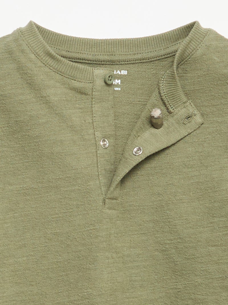T-shirt en Baby Terry à manches longues Vert - Kiabi