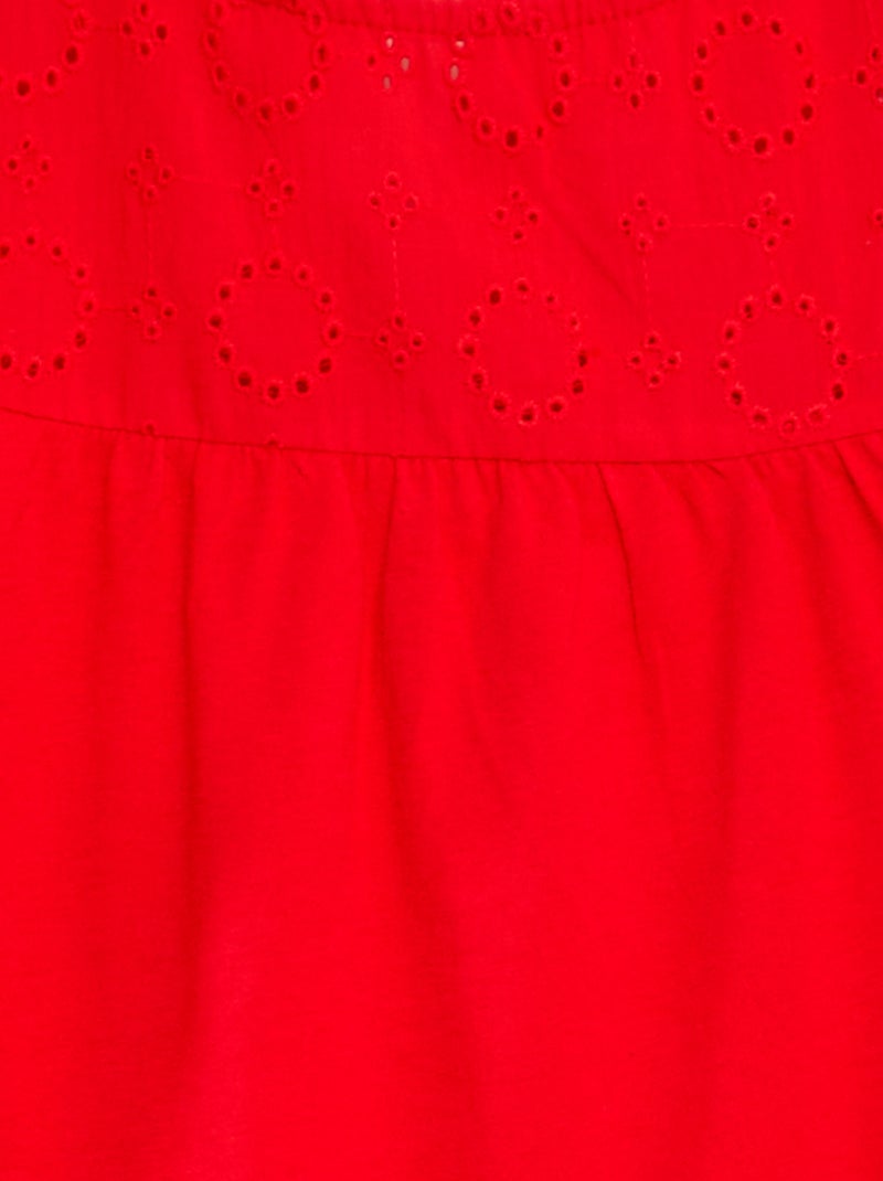 T-shirt en broderie anglaise Rouge - Kiabi