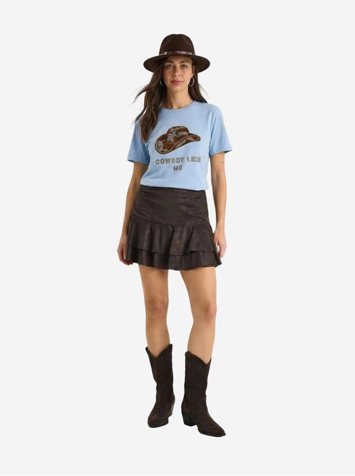 T-shirt en coton à col rond brodé lucci - Kiabi