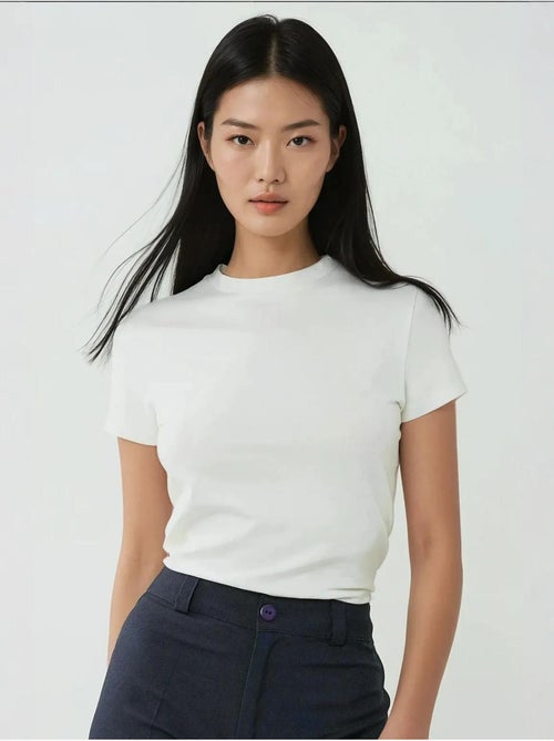 T-shirt en coton à col rond et coupe régulière hiccup - Kiabi