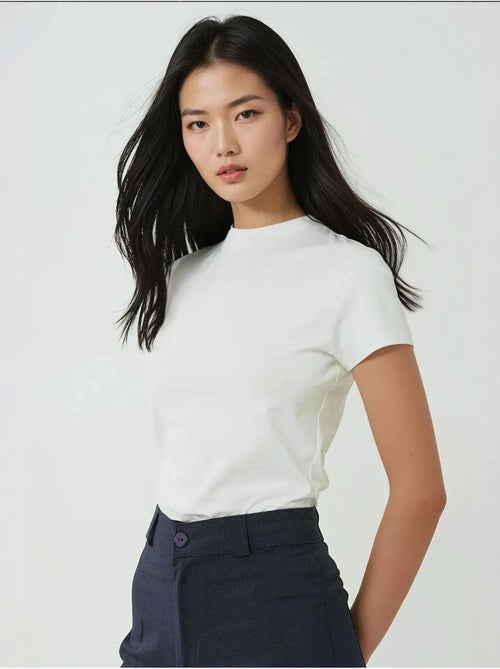T-shirt en coton à col rond et coupe régulière hiccup - Kiabi