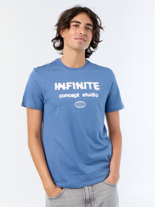 T-shirt en coton à col rond homme avec imprimé - Kiabi
