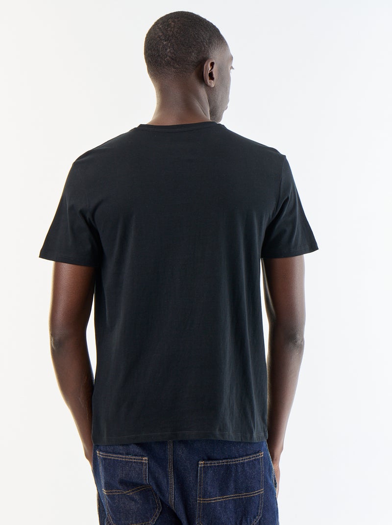 T-shirt en coton à col rond homme avec imprimé placé Noir - Kiabi