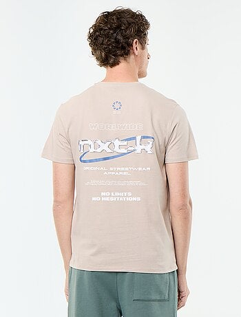 T-shirt en coton pour homme à col rond avec motif