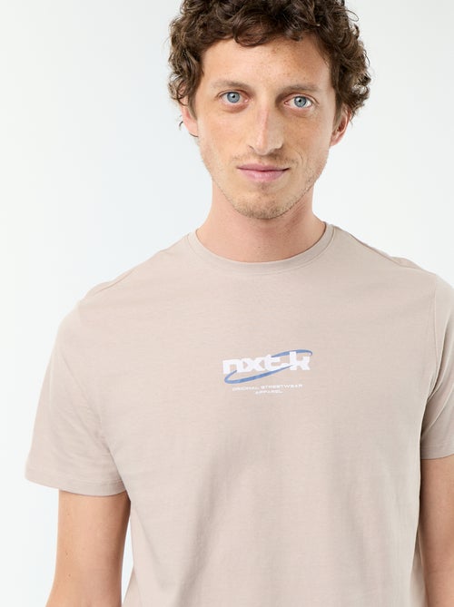 T-shirt en coton à col rond homme avec motif - Kiabi