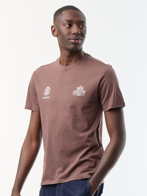 T-shirt en coton à col rond homme avec motif - Kiabi