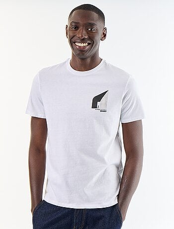 T-shirt en coton pour homme à col rond avec motif