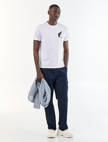 T-shirt en coton pour homme à col rond avec motif