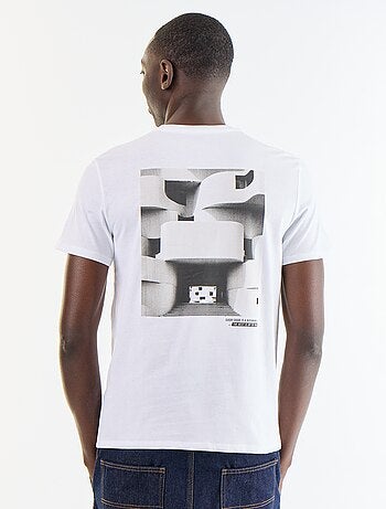 T-shirt en coton pour homme à col rond avec motif