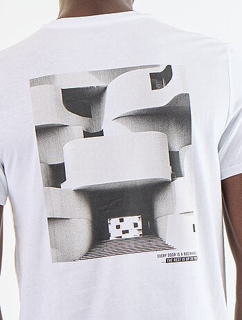 T-shirt en coton pour homme à col rond avec motif