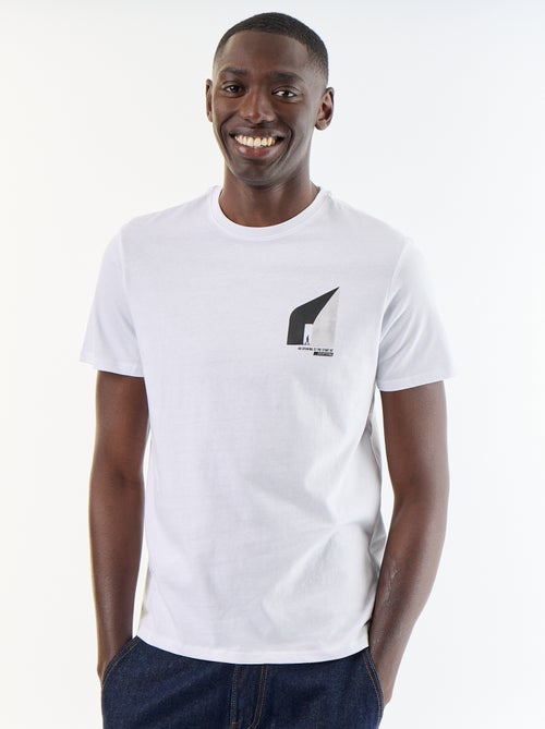 T-shirt en coton à col rond homme avec motif placé - Kiabi