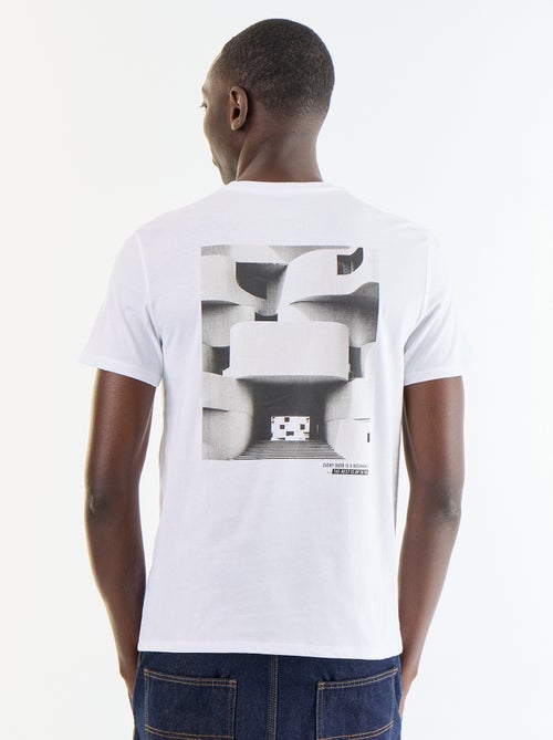 T-shirt en coton à col rond homme avec motif placé - Kiabi