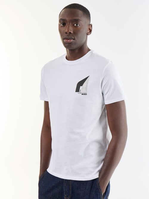 T-shirt en coton à col rond homme avec motif placé - Kiabi