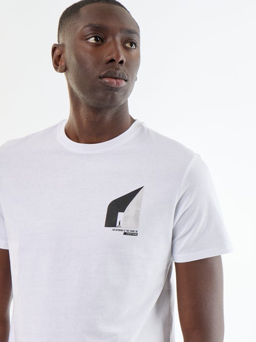 T-shirt en coton à col rond homme avec motif placé - Kiabi