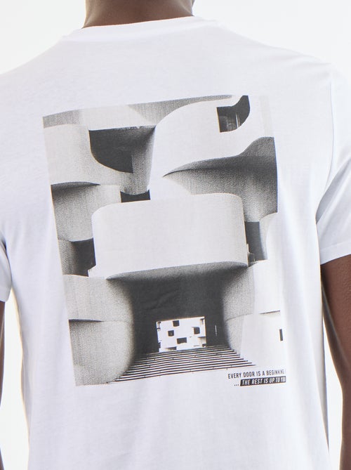 T-shirt en coton à col rond homme avec motif placé - Kiabi