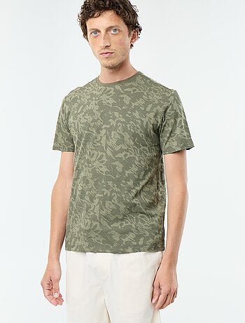 T-shirt en coton pour homme à col rond avec motif