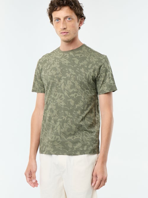 T-shirt en coton à col rond Homme avec motif placé - Kiabi